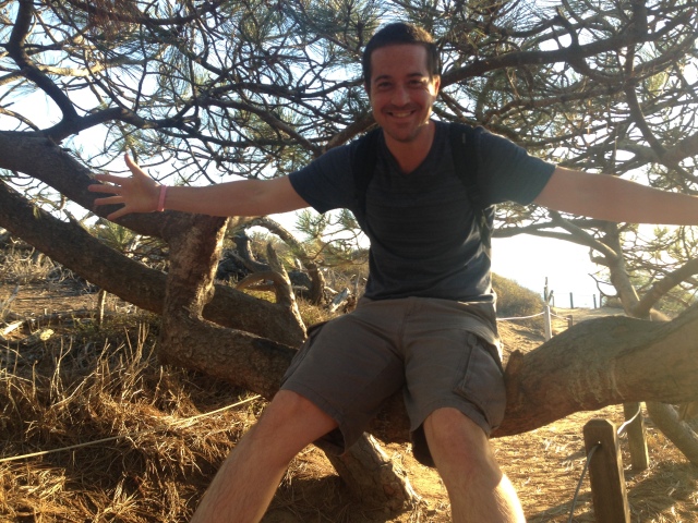 Ed in tree at Torrey Pines